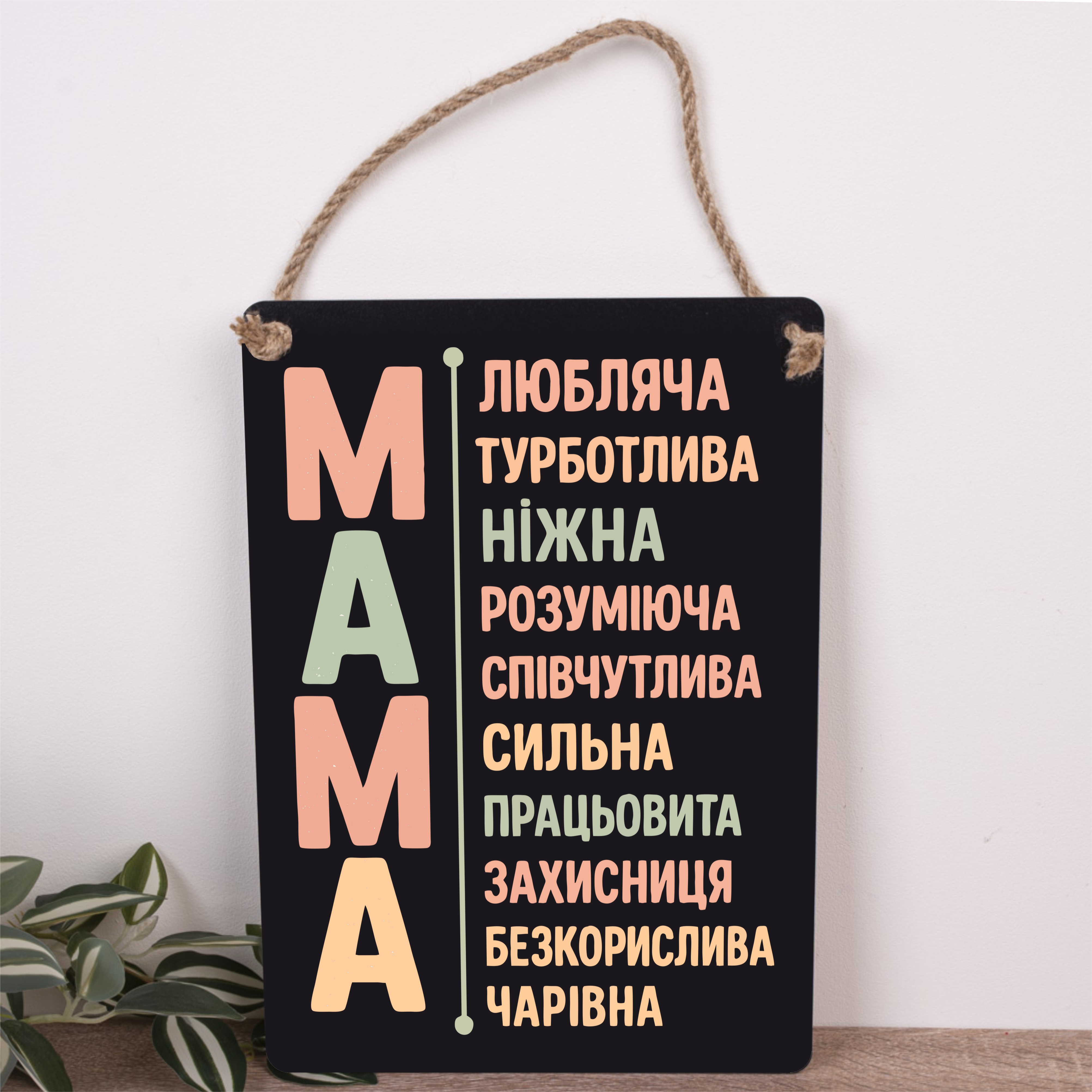 деревянная табличка-постер 34х24см "МАМА"